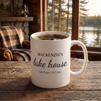 Taza De Café Casa del Lago Chic Tipografía Personalizada