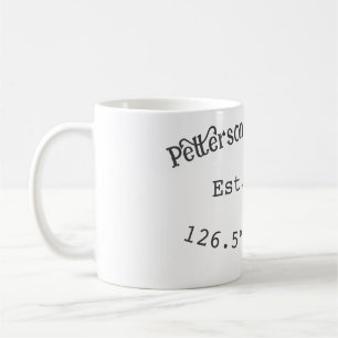 Taza De Café Casa del lago. Fecha año personalizado coordenadas