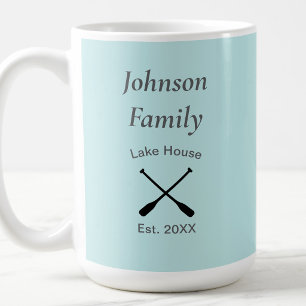 Taza De Café Casa del lago nombre de familia personalizado año 