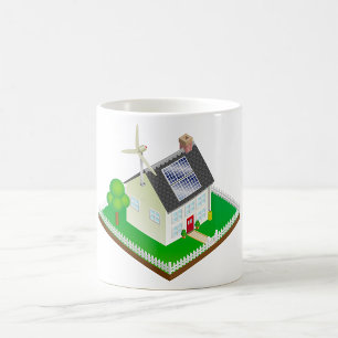 Taza De Café Casa Ecológica de Energía Renovable con Paneles So
