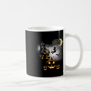 Taza De Café Casa embrujada - Bruja voladora - Jack O Lantern