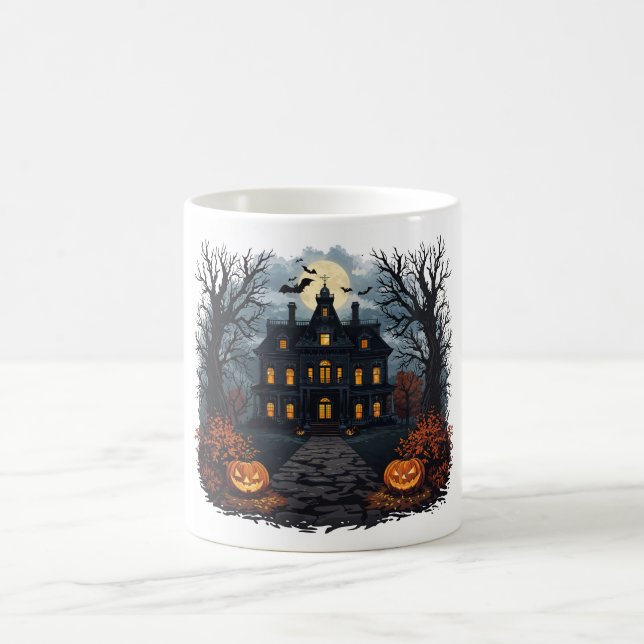 Taza De Café Casa embrujada de Halloween y tazón de café de lun (Centro)