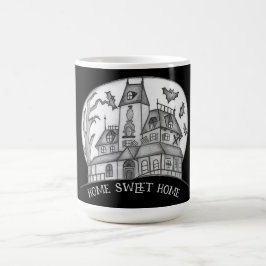 Taza De Café Casa embrujada y murciélagos de Halloween 