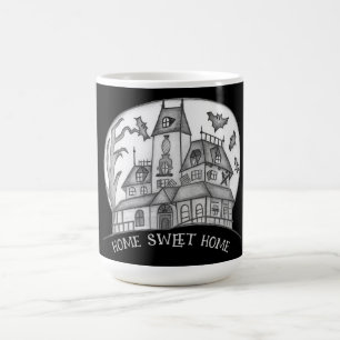 Taza De Café Casa embrujada y murciélagos de Halloween