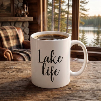 Taza De Café Casa Lake Life Chic Tipografía Simple 