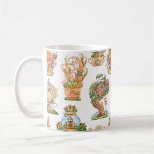 Taza De Café Casas de Cuentos de Hadas Coloridos Patrón