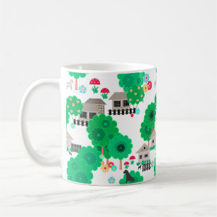 Taza De Café Casas de dibujos animados abstractos sin fisuras p