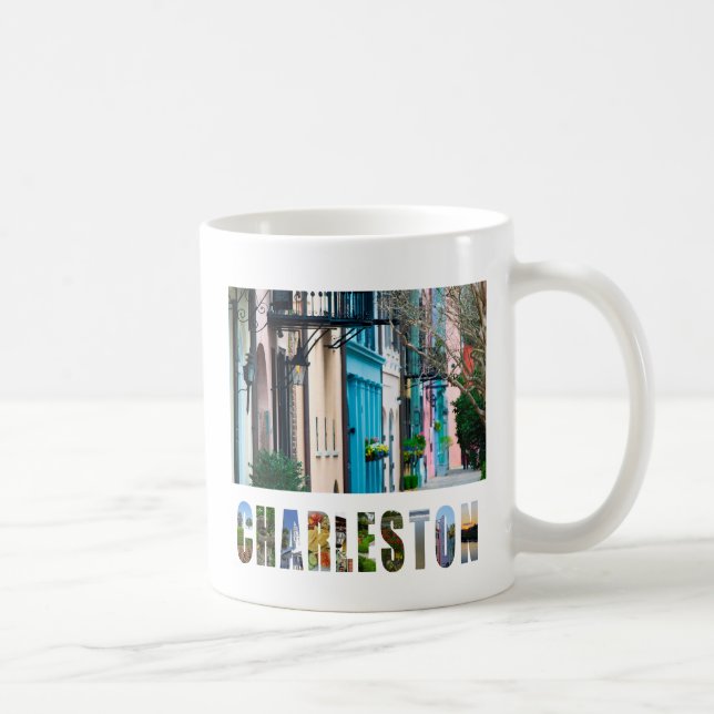 Taza De Café Casas de Fila Arcoiris de Charleston South Carolin (Derecha)