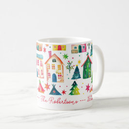 Taza De Café Casas de Navidad Felices Fiestas