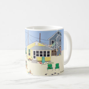 Taza De Café Casas de playa de época coloridas