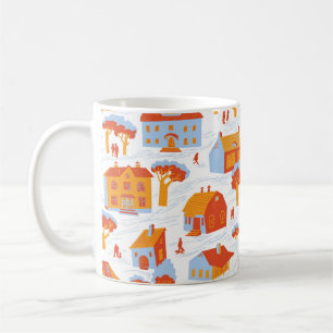 Taza De Café Casas de pueblo: Doodle de época