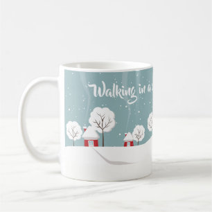 Taza De Café Casas y árboles nevados lindos de invierno