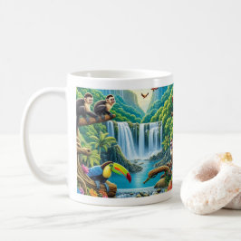 Taza De Café Cascada tropical de selva tropical