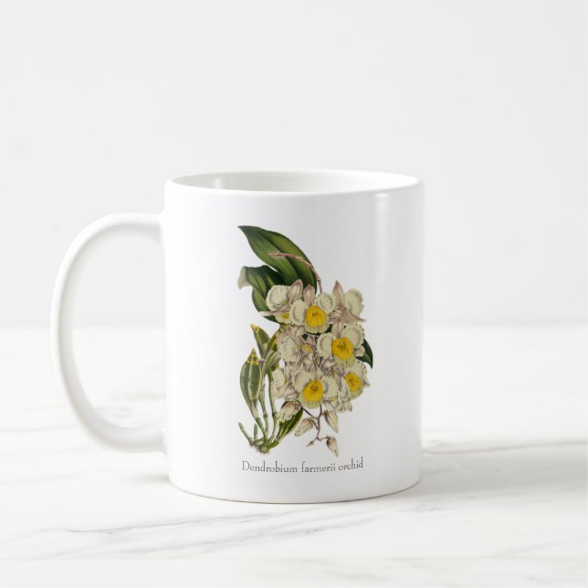 Taza De Café Cascadas doradas: Dendrobium Farmerii Orchid Mug (Izquierda)