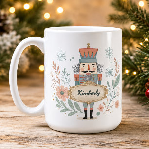 Taza De Café Cascanueces Navideño con Nombre Personalizado
