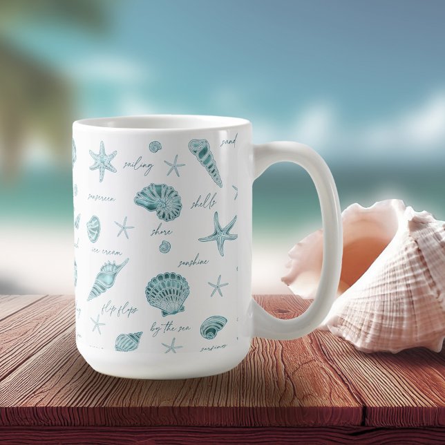 Taza De Café cáscaras Starfish Sun Diversión Textos ID Verde az (Subido por el creador)