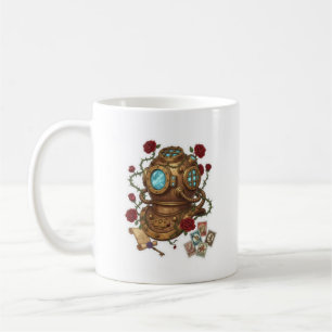 Taza De Café Casco de buzo de aguas profundas steampunk ilustra