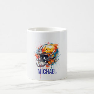 Taza De Café Casco de fútbol motivacional inspirador nombre