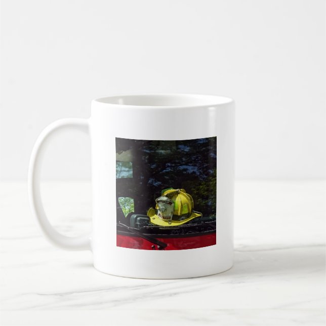 Taza De Café Casco del Capitán de Incendios Amarillo (Izquierda)
