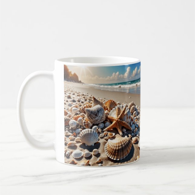 Taza De Café Cascos de mar en la peluca de la playa (Izquierda)