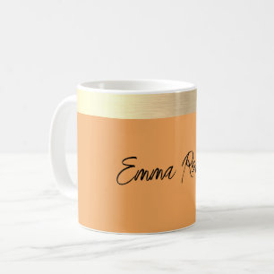 Taza De Café Casera Naranja Lámina Dorada Rústica Falsa