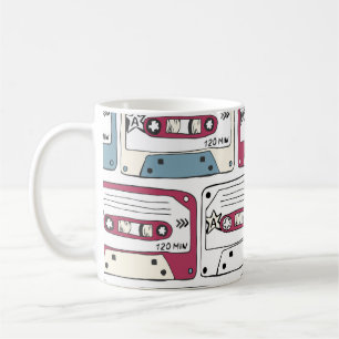 Taza De Café Casetes de música retro: Patrón de fondo de rock