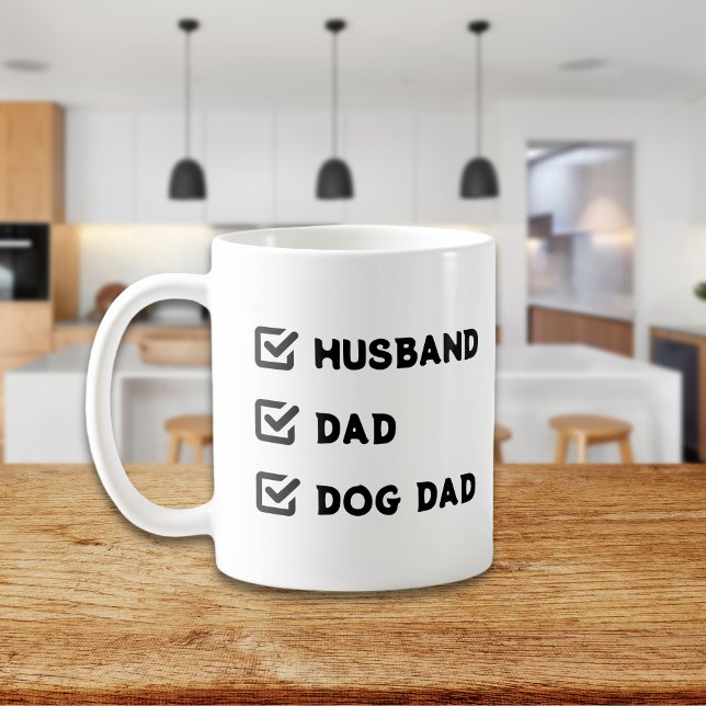 Taza De Café Casilla de verificación simple, marido, papá, papá (Simple Cute Checkbox Husband, Dad, Dog dad Coffee Mug)