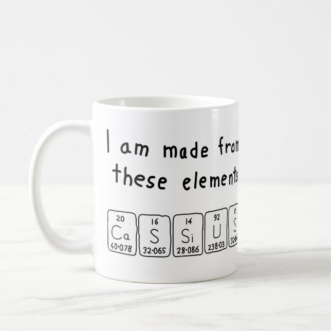 Taza De Café Cassius nombre de tabla periódica mug (Izquierda)