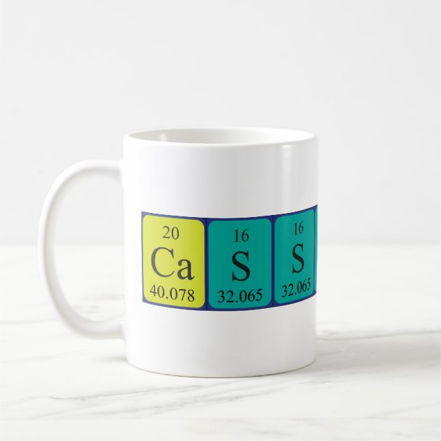 Taza De Café Cassondra nombre de tabla periódica mug (Izquierda)
