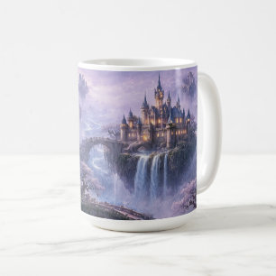 Taza De Café Castillo de Fantasía Paisaje Surrealista Azul Lava