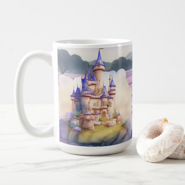 Taza De Café Castillo de Fantasía Púrpura (Con donut)