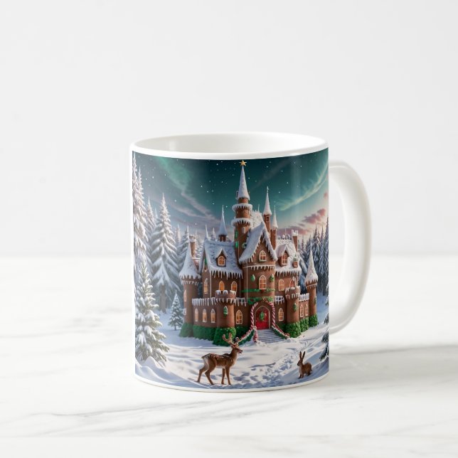 Taza De Café Castillo de Gingerbread del Bosque de los Navidade (Anverso derecho)
