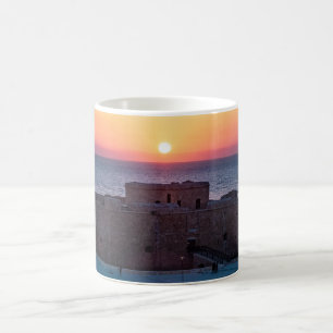 Taza De Café Castillo de Paphos al atardecer, vista de drones
