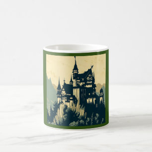 Taza De Café Castillo medieval de Fantasy - Woodcut 1