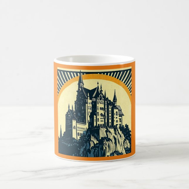 Taza De Café Castillo medieval de Fantasy - Woodcut 3 (Centro)