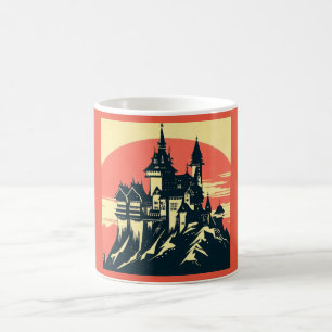 Taza De Café Castillo medieval de Fantasy - Woodcut 4