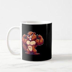 Taza De Café Castor Flexionando Músculos Fan Amante Culturismo