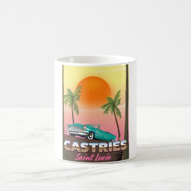 Taza De Café Castries Santa Lucía afiche de viajes tropicales e (Centro)