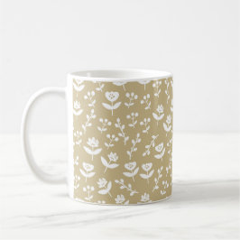 Taza De Café Casual floral de un campo de Tan neutral