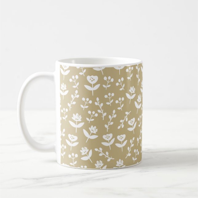 Taza De Café Casual floral de un campo de Tan neutral (Izquierda)