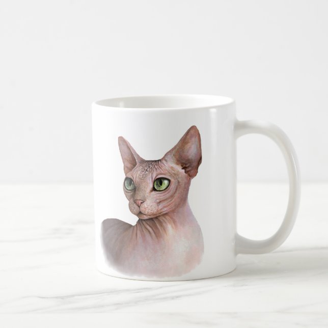 Taza De Café Cat 578 Sphynx white background (Derecha)