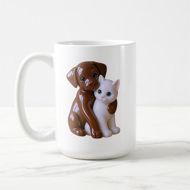 Taza De Café Cat and dog  figurine-style (Izquierda)