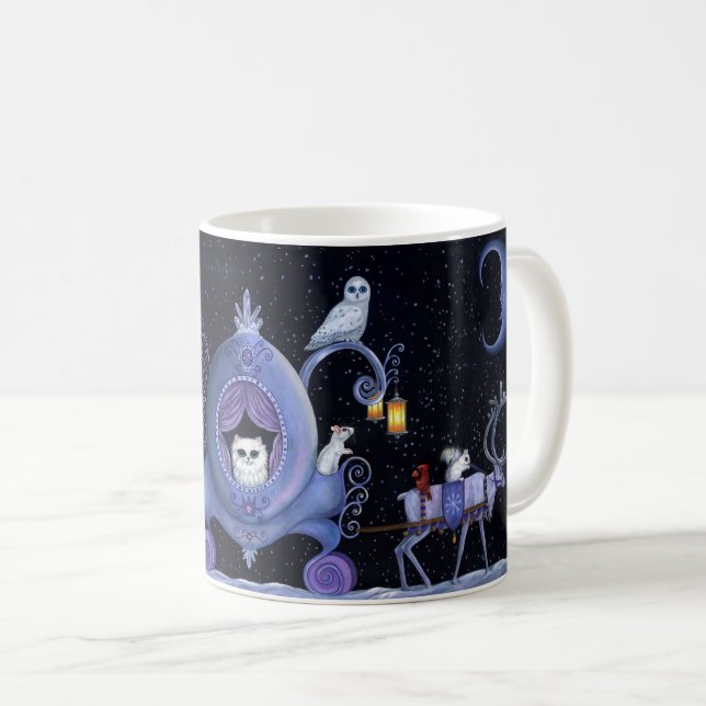 Taza De Café Cat Blue Carrie Winowy Owl White Deer Cute (Anverso derecho)
