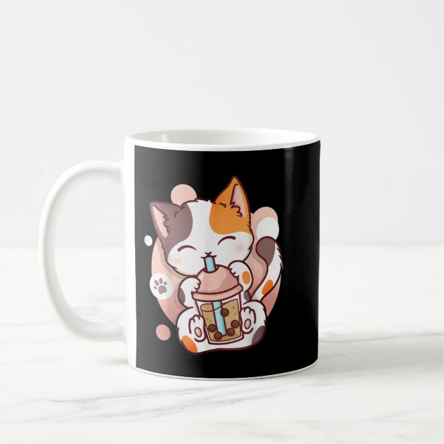 Taza De Café Cat Boba Tea Bubble Tea Anime Kawaii Neko (Izquierda)