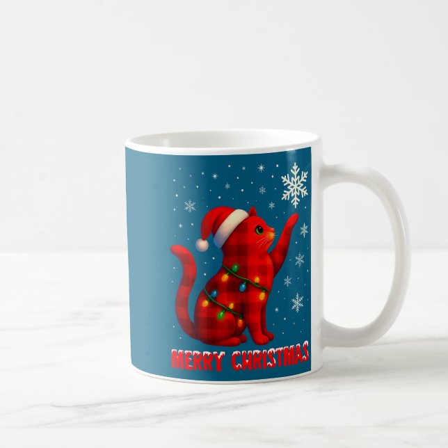 Taza De Café Cat Christmas Light Reindeer Santa Christmas Cat L (Derecha)