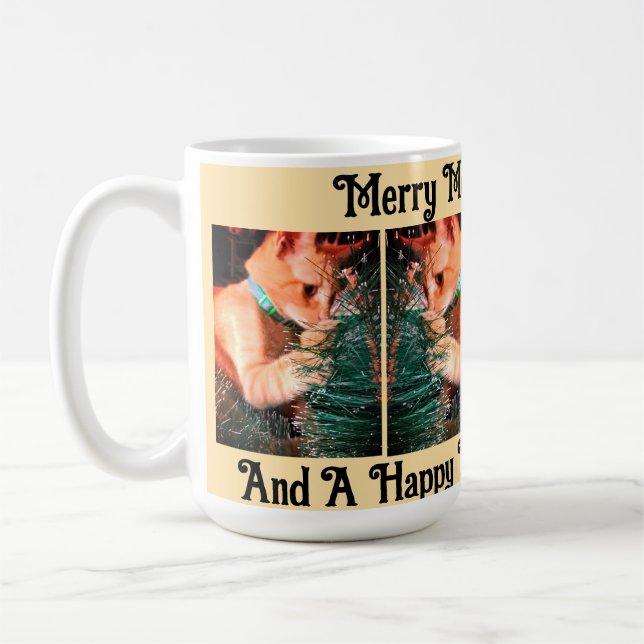 Taza De Café Cat Christmas Photo text customize (Izquierda)