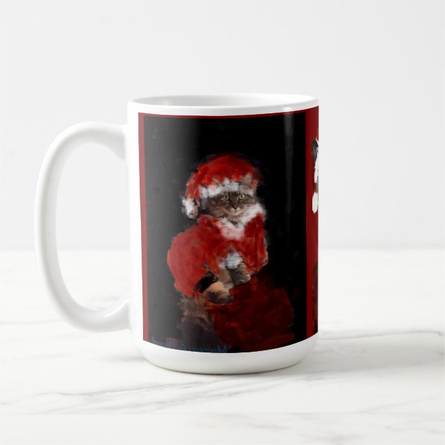 Taza De Café Cat Christmas Santa Maureen Girard Blue Eyes (Izquierda)