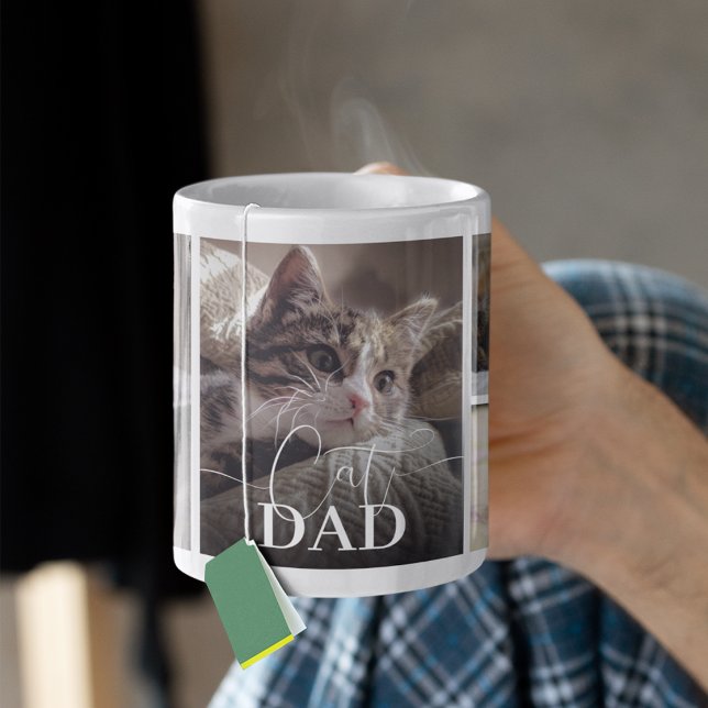 Taza De Café Cat Dad 5 Photo Collage (Subido por el creador)