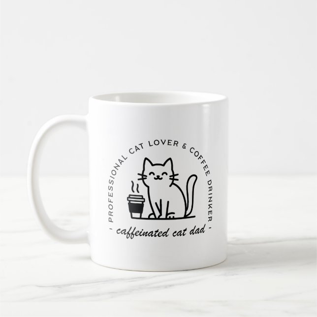 Taza De Café Cat dad and coffee lovers funny hipster men (Izquierda)