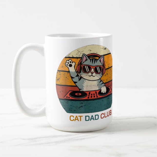 Taza De Café CAT DAD CLUB / Funny Retro misician (Izquierda)